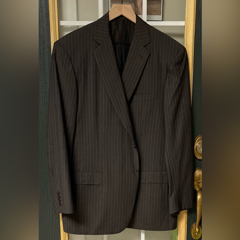 Brioni RECENT Brown Striped Wool Suit Jacket Blazer- 46L